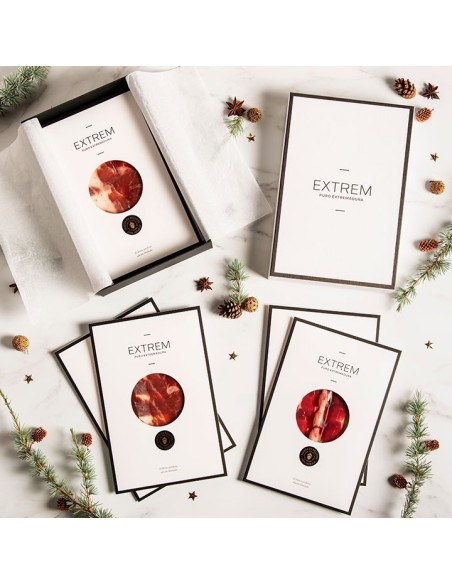 Gourmet Box con 10 Sobres de Jamón y Paleta de bellota 100%