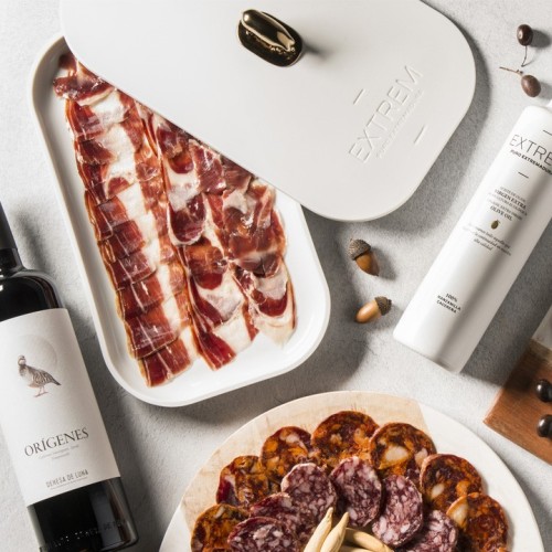 Gourmet Box con 10 Sobres de Jamón y Paleta de