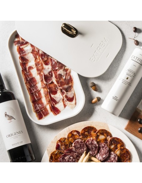 Gourmet Box con 10 Sobres de Jamón y Paleta de
