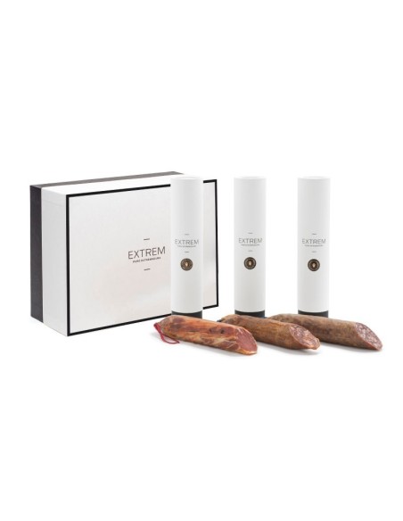 Cofre premium con 3 medias piezas de Lomo, Chorizo y Salchichón