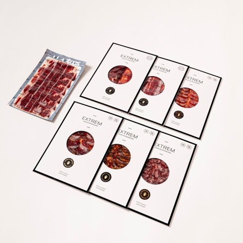 Gourmet Iberian tasting gift box with 6 hand carved  premium products + 1 free shoulder pack