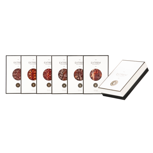 Gourmet Iberian tasting gift box with 6 hand carved  premium products + 1 free shoulder pack