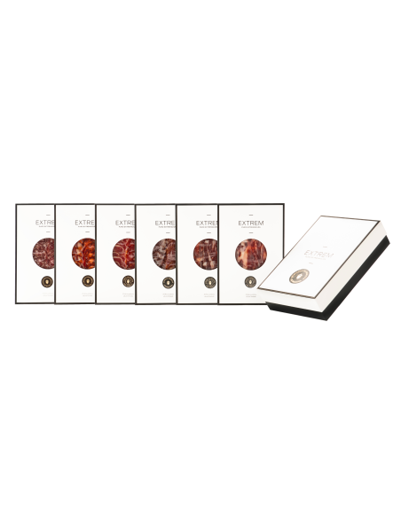 Gourmet Iberian tasting gift box with 6 hand carved  premium products + 1 free shoulder pack