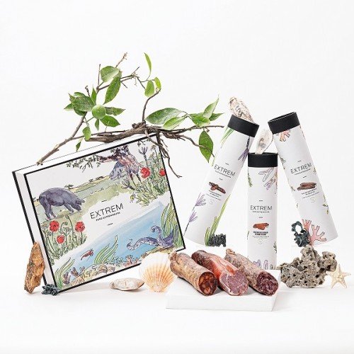 Estuche Gourmet ilustrado con Medias Piezas Ibéricas  + Regalo Gourmet