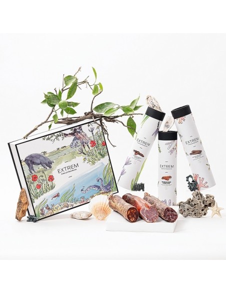 Estuche Gourmet ilustrado con Medias Piezas Ibéricas  + Regalo Gourmet