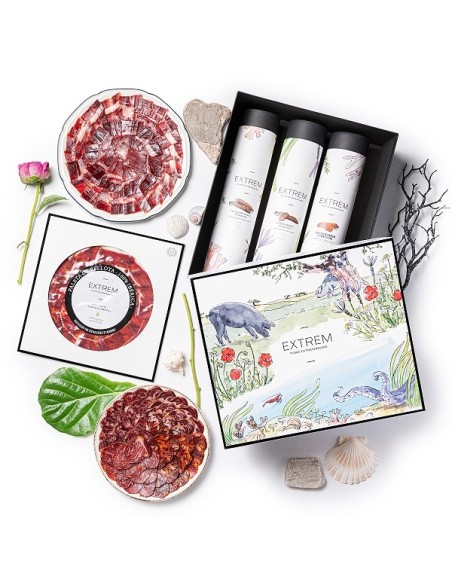 Estuche Gourmet ilustrado con Medias Piezas Ibéricas  + Regalo Gourmet